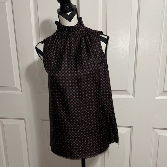 Lafayette 148 New York Tops - Lafayette 148 New York Black Sleeveless High-Neck Patterned Blouse